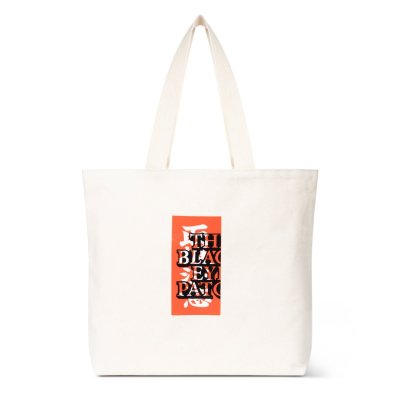 画像1: BLACK EYE PATCH (HWC LABEL TOTE BAG LARGE) WHITE