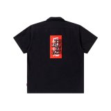 BLACK EYE PATCH (HWC LABEL EMBROIDERED OPEN COLLAR S/S SHIRT) BLACK