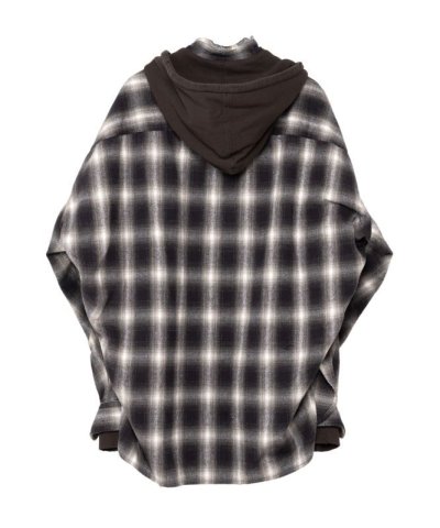 画像2: Maison MIHARA YASUHIRO (HOOD COMBINED CHECK SHIRTS) BLACK