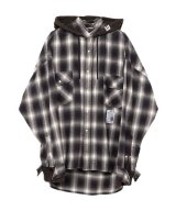 Maison MIHARA YASUHIRO (HOOD COMBINED CHECK SHIRTS) BLACK