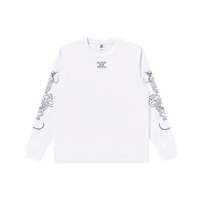 画像1: BLACK EYE PATCH (KANJI DRAGON L/S TEE) WHITE