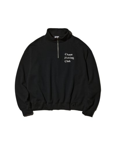 画像1: Chaos Fishing Club (LOGO HALF ZIP SWEAT SHIRT) BLACK