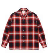 WACKO MARIA (OMBRE CHECK OPEN COLLAR SHIRT L/S TYPE-1) RED