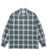 WACKO MARIA (OMBRE CHECK OPEN COLLAR SHIRT L/S TYPE-2) BLUE