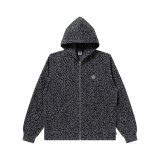 BLACK EYE PATCH (SMALL OG LEOPARD ZIP HOODIE) CHARCOAL