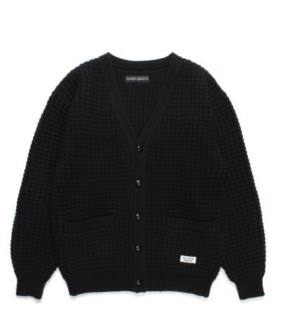 画像1: WACKO MARIA (WAFFLE KNIT CARDIGAN) BLACK