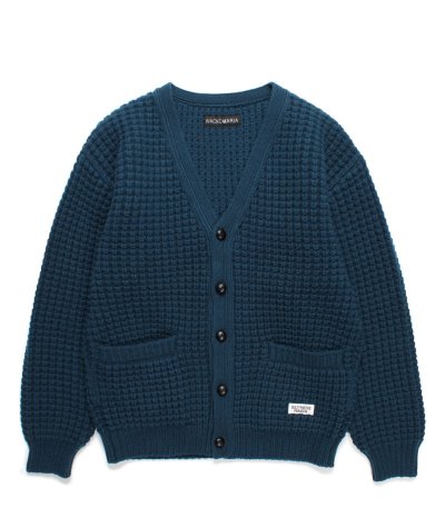 画像1: WACKO MARIA (WAFFLE KNIT CARDIGAN) BLUE