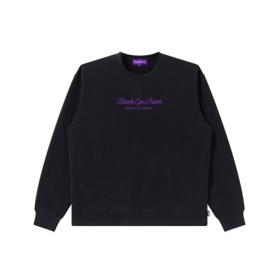 画像1: BLACK EYE PATCH (PURPLE LABEL LOGO CREW SWEAT) BLACK