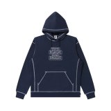 BLACK EYE PATCH (OG LABEL OUTLINE EMBROIDERED HOODIE) NAVY