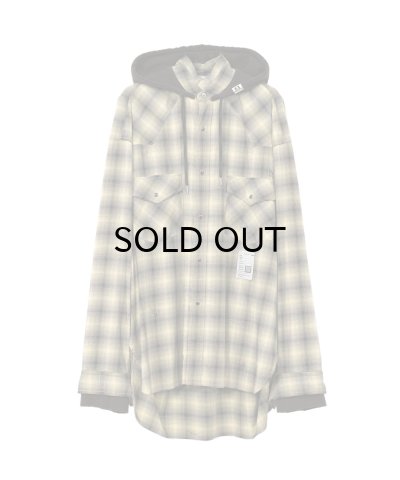 画像1: Maison MIHARA YASUHIRO (Hoodie Combine Checkered Shirt) YELLOW