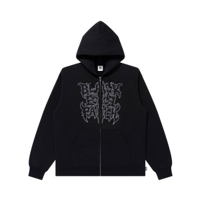 画像1: BLACK EYE PATCH (METAL LOGO FABRIC-STITCHED ZIP HOODIE) BLACK