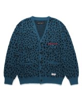 WACKO MARIA (LEOPARD MOHAIR CARDIGAN TYPE-2) BLUE