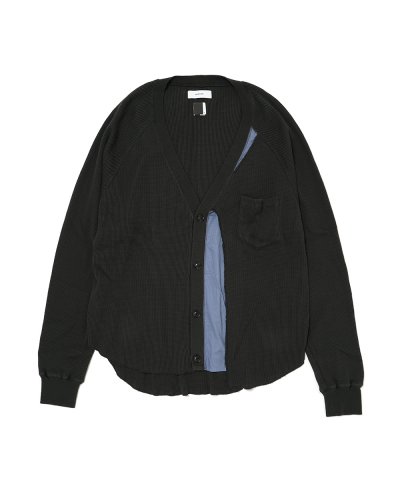 画像1: FACETASM (LAYERD WAFFLE KNIT CARDIGAN) CHARCOAL