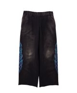 KAMIYA (“KMY-FIRE” Distressed Sweat Pants) BLACK
