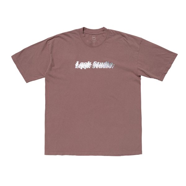 画像1: LQQK STUDIO (STACKED LOGO IRIDESCENT TEE) MAUVE -30% OFF- (1)