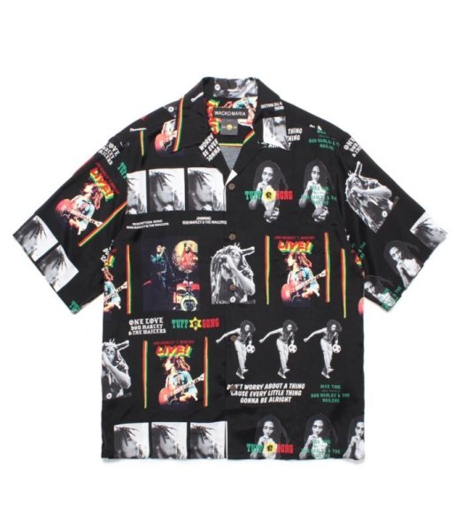 画像1: WACKO MARIA (BOB MARLEY HAWAIIAN SHIRT S/S TYPE 1) BLACK (1)