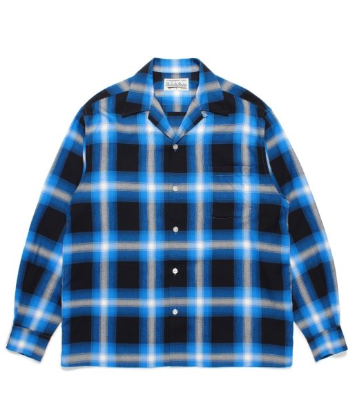 画像1: WACKO MARIA (OMBRE CHECK OPEN COLLAR SHIRT L/S TYPE-1) BLUE (1)