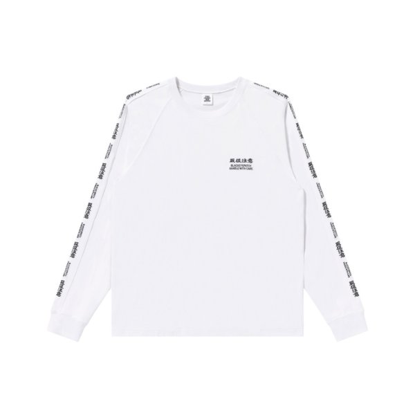 画像1: BLACK EYE PATCH (HWC EMBROIDERED RAGLAN L/S TEE) WHITE (1)