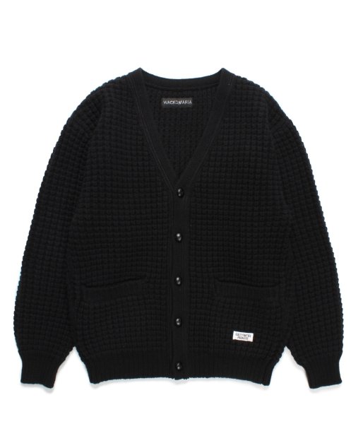 画像1: WACKO MARIA (WAFFLE KNIT CARDIGAN) BLACK (1)