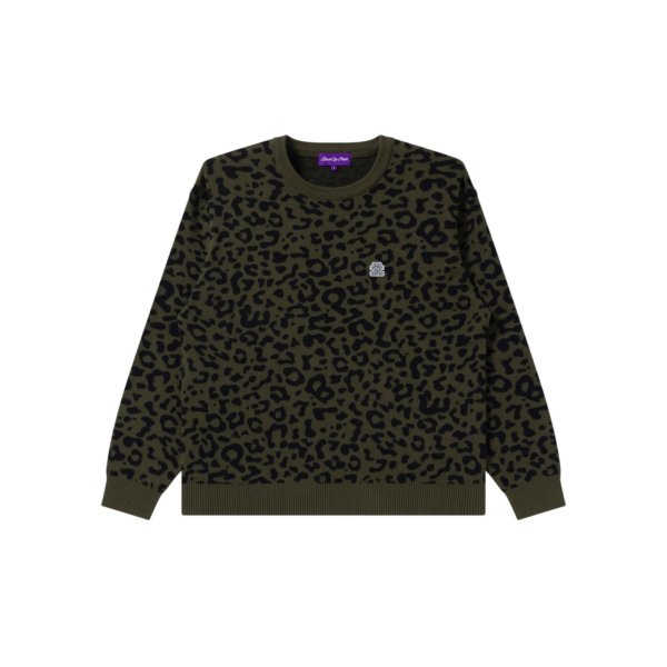 画像1: BLACK EYE PATCH (OG LABEL LEOPARD KNIT SWEATER) OLIVE (1)