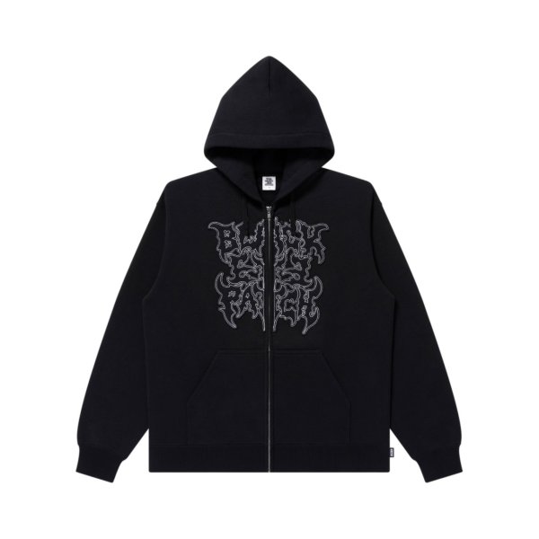 画像1: BLACK EYE PATCH (METAL LOGO FABRIC-STITCHED ZIP HOODIE) BLACK (1)