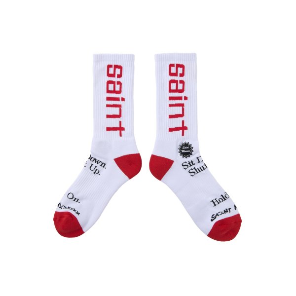 画像1: SAINT Mxxxxxx (SIT DOWN SOCKS) WHITE (1)