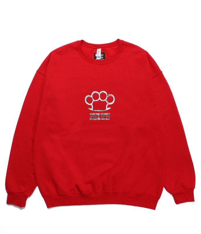 WACKO MARIA (JOHNNY CREW NECK SWEAT SHIRT) RED - FAMLEST