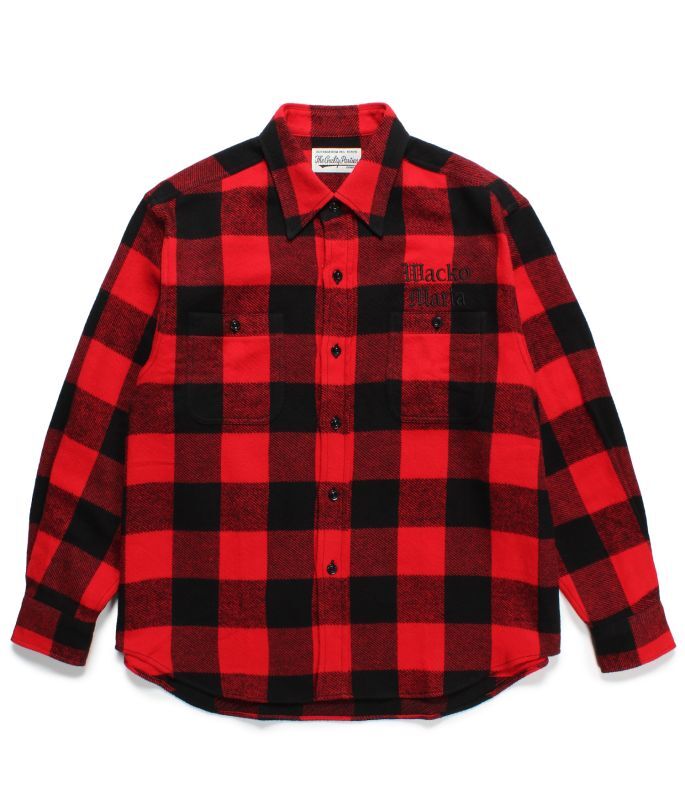 WACKO MARIA (FLANNEL REGULAR COLLAR SHIRT TYPE-2) RED - FAMLEST